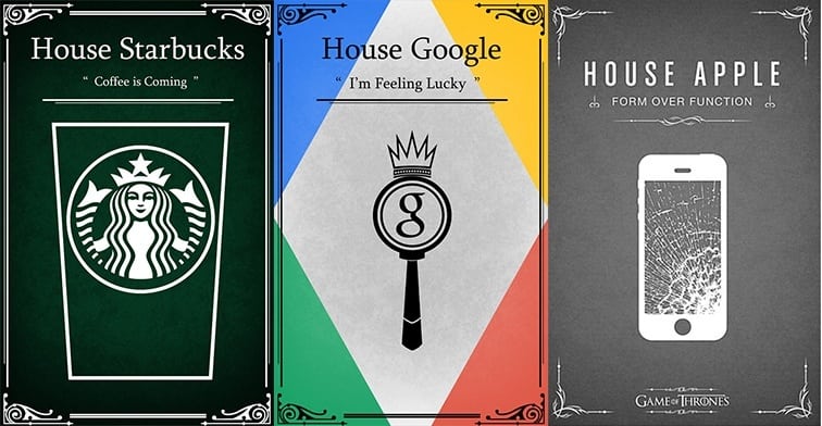 Game of thrones, Logos de grandes marcas transformados a banners de las Casas de Game Of Thrones.